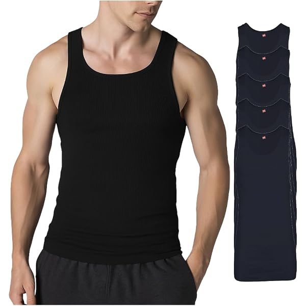Hanes Men's Tall Man Ribbed Tank Top (Pack of Three), Black, XX